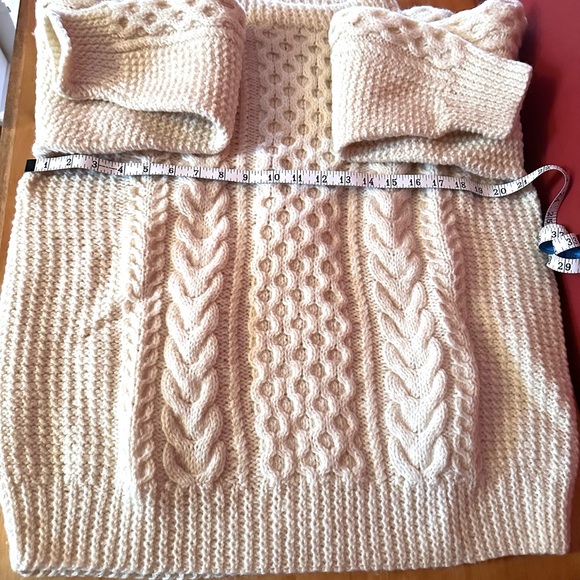 🐑Hand knit stunning Winter White Fisherman Sweater, size XL - Picture 3 of 4